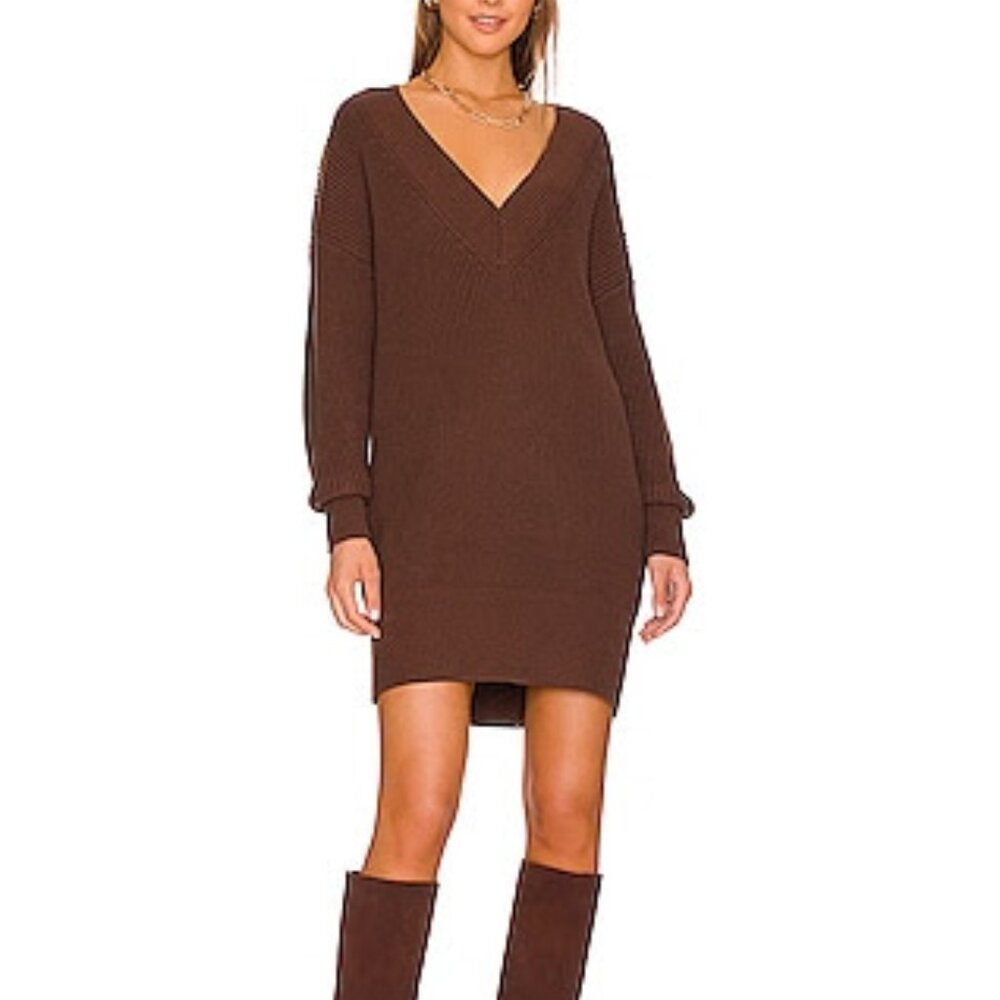 Revolve 525 America - Varsity Sweater Dress, Size: S, Color: Mink (Dark Brown)